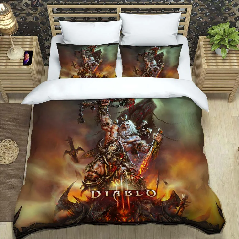 3D Game Diablo high definition printed bedding for boy Queen bedding set Soft and comfortable Customized 13 - Diablo Merch