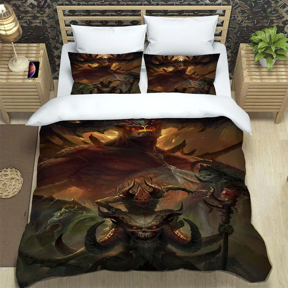 3D Game Diablo high definition printed bedding for boy Queen bedding set Soft and comfortable Customized 18 - Diablo Merch