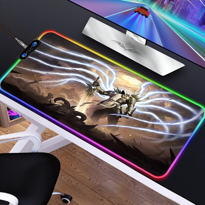 Anime RGB Mousepad PC Gamer Mouse Pad Gaming Laptop Desk Mat Diy Mause Pad Diablo 3 15 - Diablo Merch