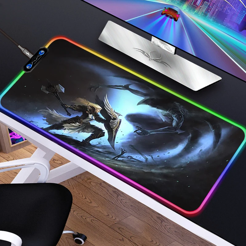 Anime RGB Mousepad PC Gamer Mouse Pad Gaming Laptop Desk Mat Diy Mause Pad Diablo 3 20 - Diablo Merch