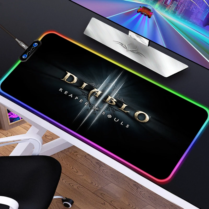 Anime RGB Mousepad PC Gamer Mouse Pad Gaming Laptop Desk Mat Diy Mause Pad Diablo 3 4 - Diablo Merch