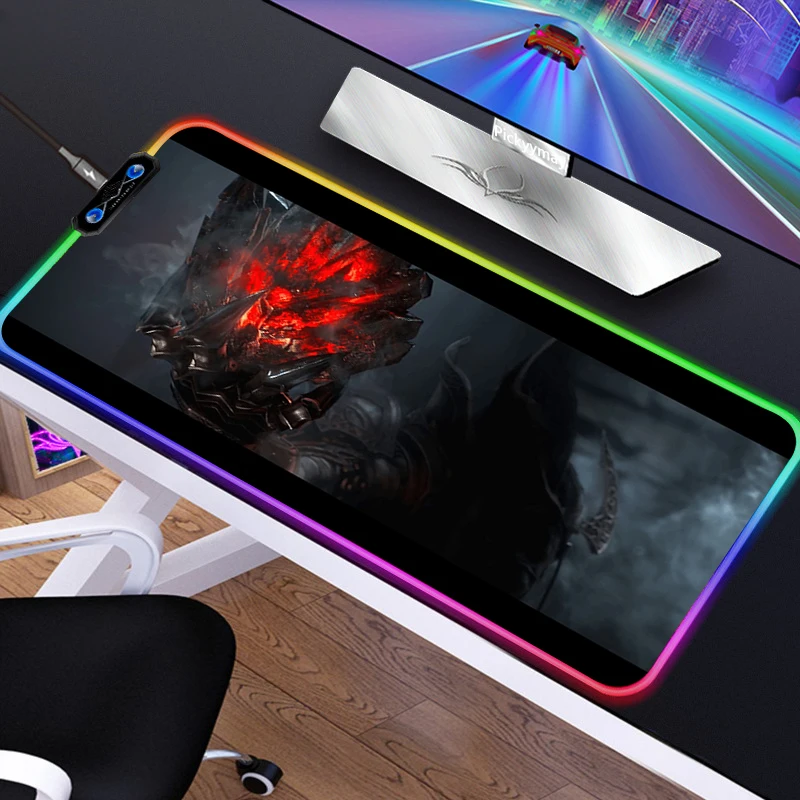 Anime RGB Mousepad PC Gamer Mouse Pad Gaming Laptop Desk Mat Diy Mause Pad Diablo 3 6 - Diablo Merch