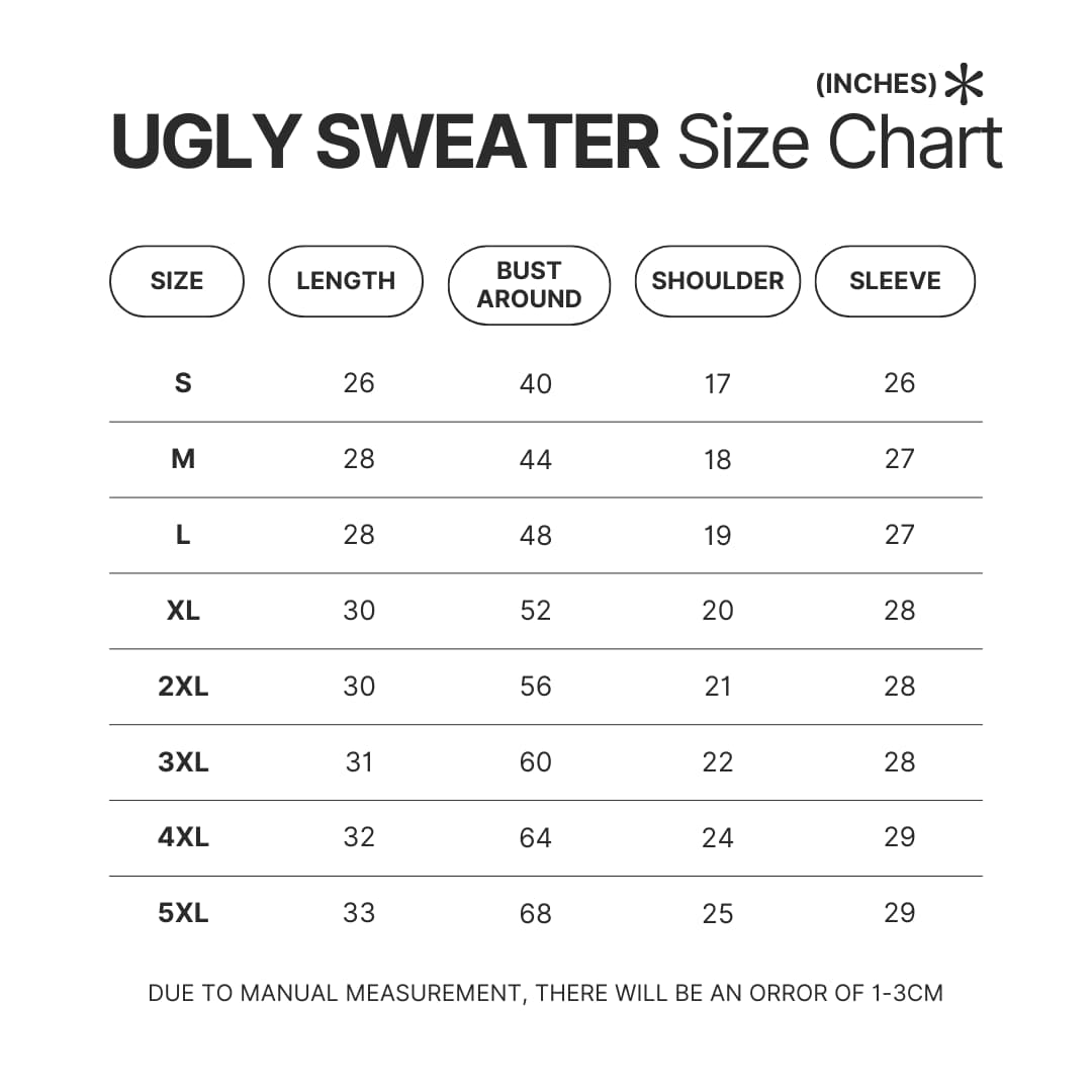 Ugly Sweater Size Chart - Diablo Merch